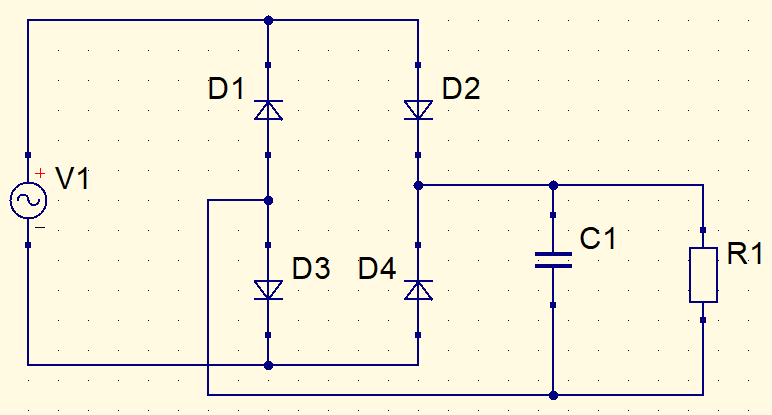 Retificador com capacitor e resistor