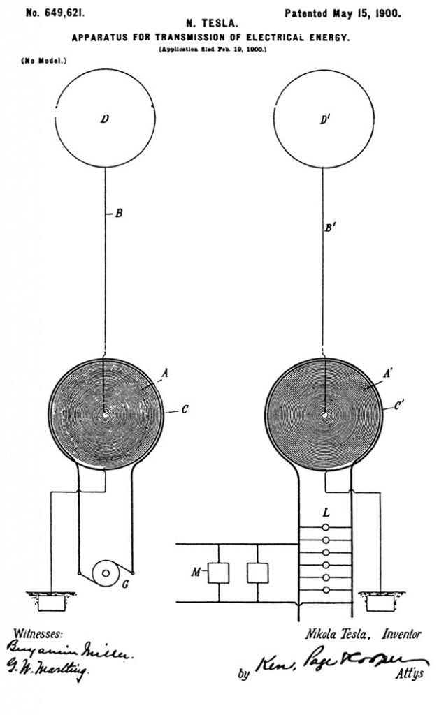 Tesla's wireless electrical power