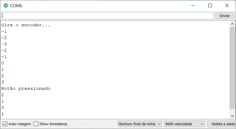 teste de encoder monitor serial