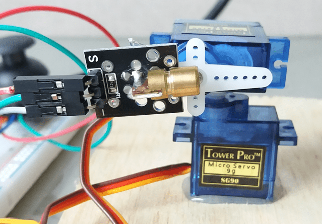 servo and laser controlled by joystick