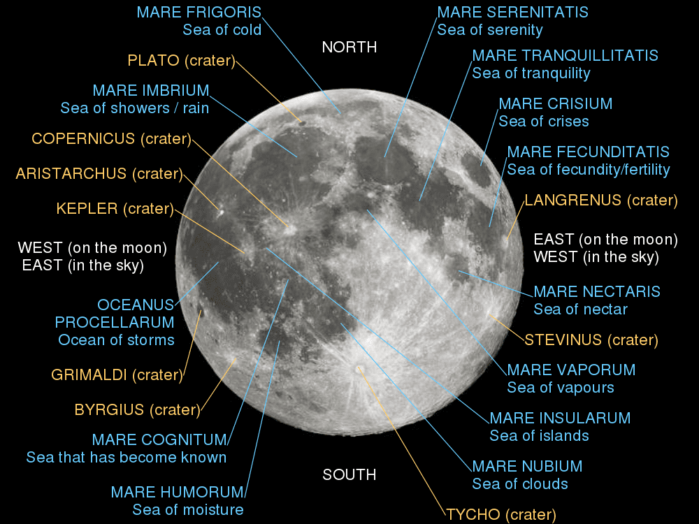 mapa do lado visível da Lua